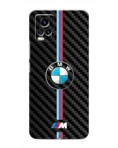 Чехол для Vivo V20 с картинкой «Эмблема BMW и карбон»