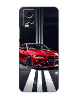 Чехол для Vivo V20 с картинкой «Красная BMW на дороге»