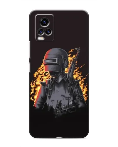 Чехол для Vivo V20 с картинкой «PUBG — огненный силуэт»