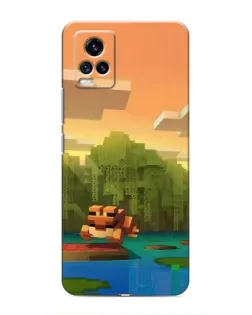 Чехол для Vivo V20 с картинкой «Майнкрафт закат солнца»