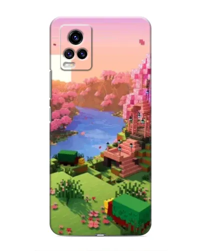 Чехол для Vivo V20 с картинкой «Розовое дерево Minecraft»