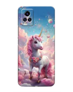 Чехол для Vivo V20 с картинкой «Единорог среди облаков»