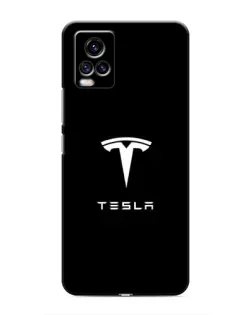 Чехол для Vivo V20 с картинкой «Tesla White Logo»