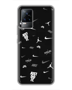 Чехол для Vivo V21 с картинкой «Nike Black Pattern»