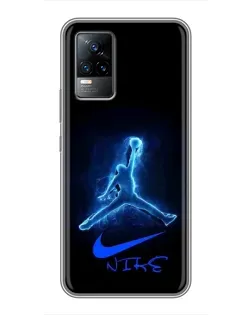 Чехол для Vivo V21 с картинкой «Jordan Neon Blue»