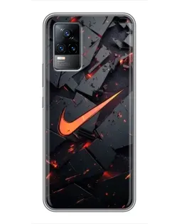 Чехол для Vivo V21 с картинкой «Nike — эффект разломов»