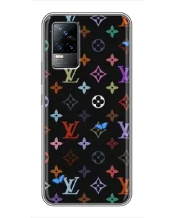Чехол для Vivo V21 с картинкой «Цветная монограмма LV»