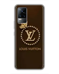 Чехол для Vivo V21 с картинкой «LV — золотая печать»