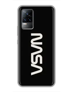 Чехол для Vivo V21 с картинкой «NASA — вертикальный логотип»