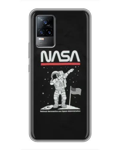 Чехол для Vivo V21 с картинкой «NASA — шагаем по Луне»