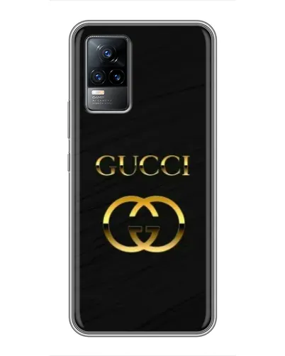 Чехол для Vivo V21 с картинкой «Золотой логотип Gucci»