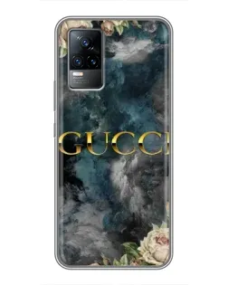 Чехол для Vivo V21 с картинкой «Абстрактные цветы Gucci»