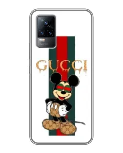 Чехол для Vivo V21 с картинкой «Микки Маус Gucci — полосы»