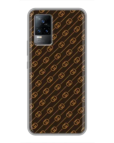Чехол для Vivo V21 с картинкой «Gucci — золотые диагонали»