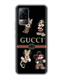 Чехол для Vivo V21 с картинкой «Gucci — герои Disney и монограмма»