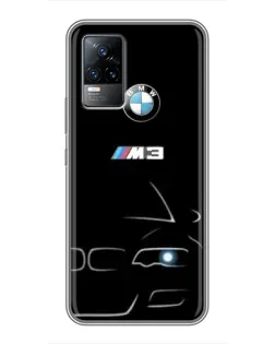 Чехол для Vivo V21 с картинкой «Минималистичный принт BMW M3»