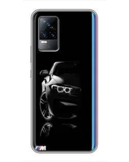 Чехол для Vivo V21 с картинкой «Силуэт BMW в темноте»