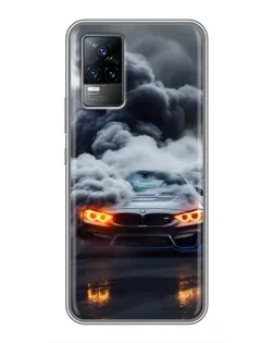 Чехол для Vivo V21 с картинкой «BMW в дыму»