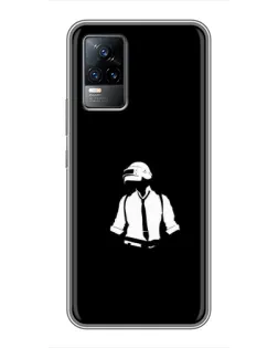 Чехол для Vivo V21 с картинкой «PUBG — белый шлем»