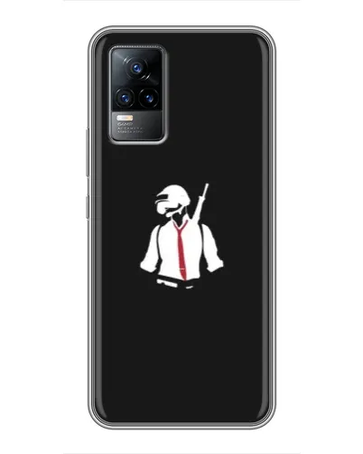 Чехол для Vivo V21 с картинкой «PUBG — силуэт воина»