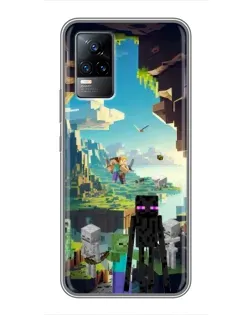 Чехол для Vivo V21 с картинкой «Эндермен в лесу»