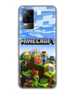 Чехол для Vivo V21 с картинкой «Minecraft классический мир»