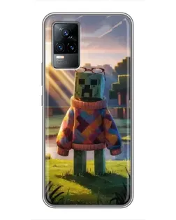 Чехол для Vivo V21 с картинкой «Крипер в свитере»