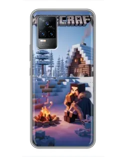 Чехол для Vivo V21 с картинкой «Зимний Minecraft»