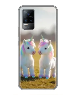 Чехол для Vivo V21 с картинкой «Пара единорогов»