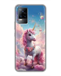 Чехол для Vivo V21 с картинкой «Единорог среди облаков»
