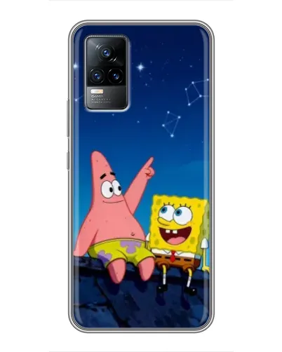 Чехол для Vivo V21 с картинкой «Губка Боб и Патрик ночью»