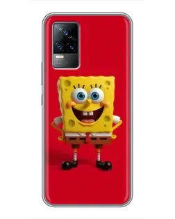 Чехол для Vivo V21 с картинкой «Спанч Боб на красном»