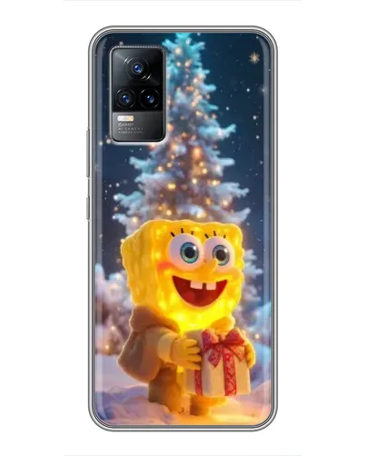 Чехол для Vivo V21 с картинкой «Рождественский Спанч Боб»