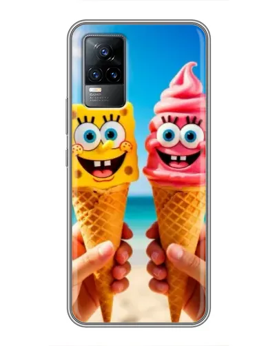 Чехол для Vivo V21 с картинкой «Спанч Боб мороженое»