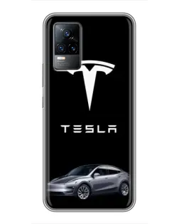 Чехол для Vivo V21 с картинкой «Tesla Model Y»