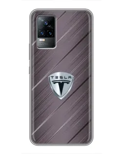 Чехол для Vivo V21 с картинкой «Металлическая текстура Tesla»