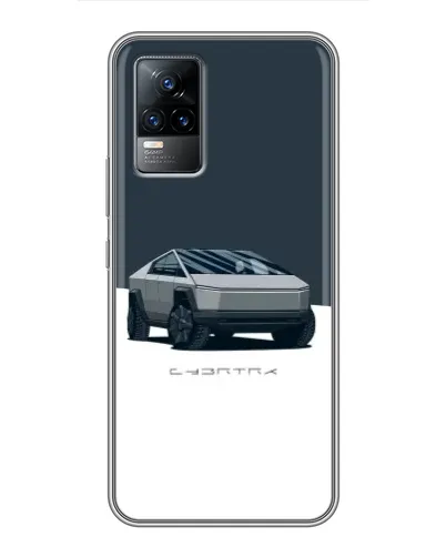 Чехол для Vivo V21 с картинкой «Серебристый Cybertruck Tesla»