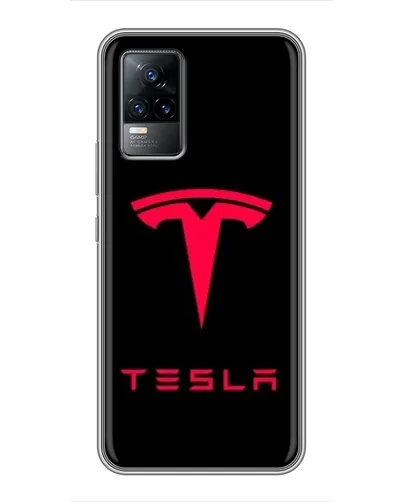 Чехол для Vivo V21 с картинкой «Tesla Red Logo»