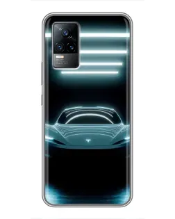Чехол для Vivo V21 с картинкой «Tesla в неоне»