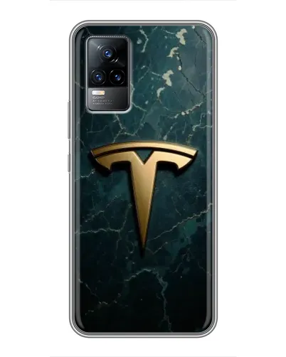 Чехол для Vivo V21 с картинкой «Мраморная Tesla Gold»