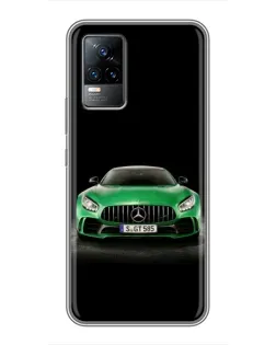 Чехол для Vivo V21 с картинкой «Mercedes — неоновый лого»