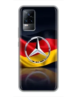 Чехол для Vivo V21 с картинкой «Mercedes — флаг Германии»