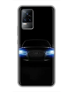 Чехол для Vivo V21 с картинкой «Audi в неоне»