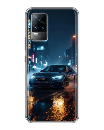 Чехол для Vivo V21 с картинкой «Ночной город и Audi»