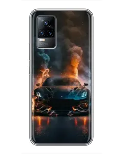 Чехол для Vivo V21 с картинкой «Lamborghini дымная эстетика»