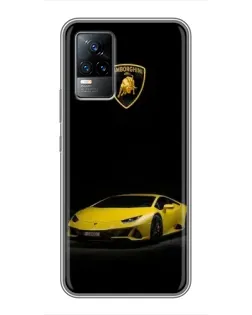 Чехол для Vivo V21 с картинкой «Lamborghini желтый акцент»