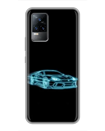 Чехол для Vivo V21 с картинкой «Неоновый контур Lamborghini»
