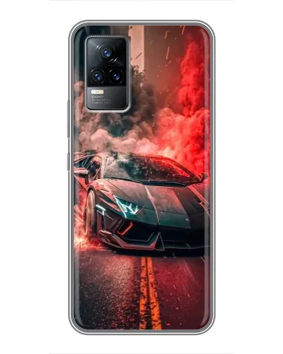 Чехол для Vivo V21 с картинкой «Lamborghini красный дым»