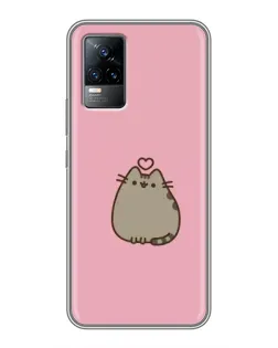 Чехол для Vivo V21 с картинкой «Pusheen сердце»
