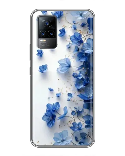 Чехол для Vivo V21 с картинкой «Голубой цветочный каскад»